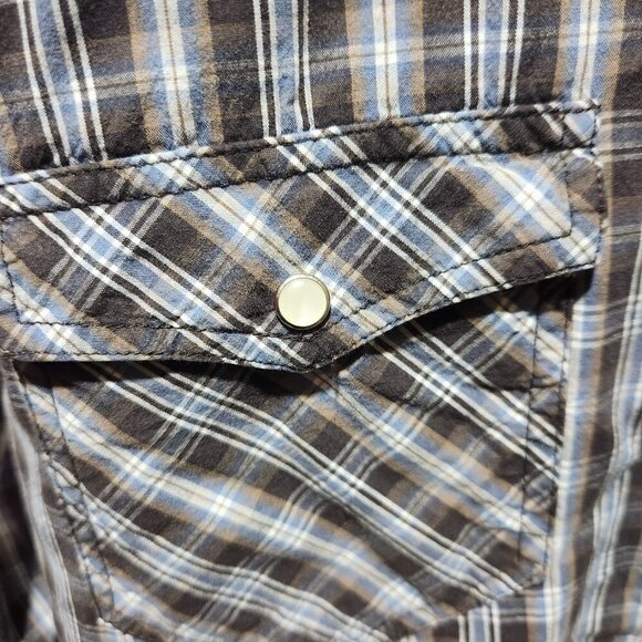 Denver Hayes Shirt Men's Med. Pearl Snap Corduroy Trim Long Sleeve Slim Fit - Picture 7 of 11